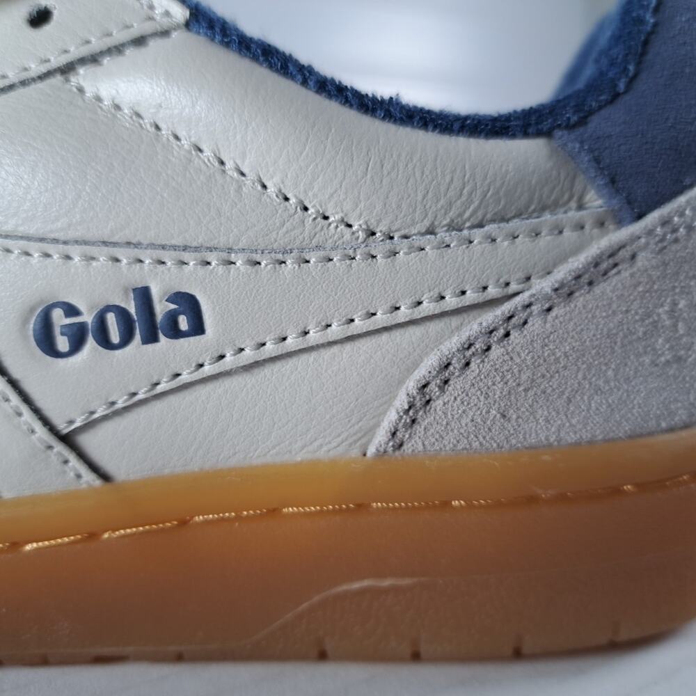 Gola Eagle 86 Sneakers Shoes Womens 7 White Blue Leather Suede Gum Sole CLB572 - Picture 9 of 13